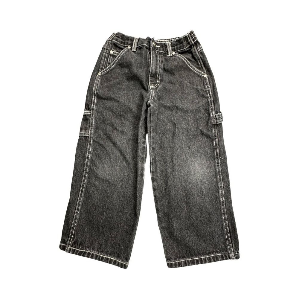 Charles Klein Carpenter Jeans Kid S Black Wide Leg Utility Contrast Stitch Denim